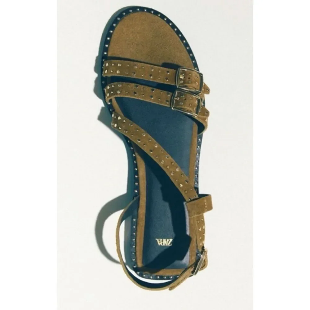 Zara Studded Suede Sandals - Picture 2 of 8